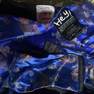 OMIGHTY Blue Satin Top and Skirt Set